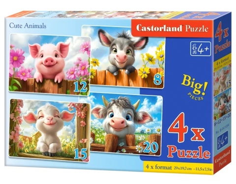 PUZZLE 4W1 CUTE ANIMALS